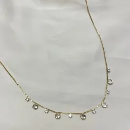 Colar Choker zircônias Cristal Redondo & Quadrado