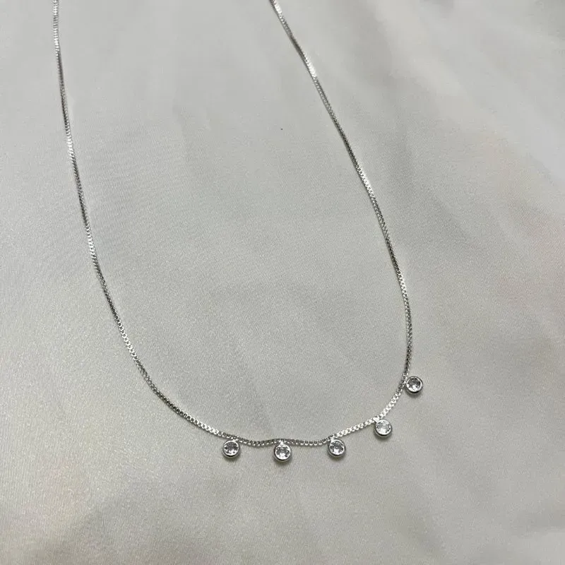 Colar Chocker 5 zircônias Cristal